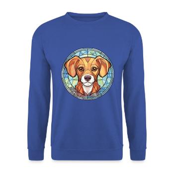 Kromfohrlander Hunderasse Aquarell Illustration - Unisex Pullover - Royalblau - Vorne - Alina (178cm) & Michal (187cm)