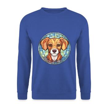 Kromfohrlander Hunderasse Aquarell Illustration - Unisex Pullover - Royalblau - Vorne - Alina (178cm) & Michal (187cm)