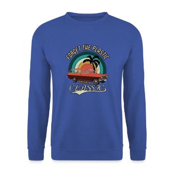 Vintage Drive the classics Oldtimer Classic Car - Unisex Sweatshirt - royal blue - Front - Alina (178cm) & Michal (187cm)