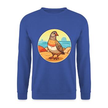 Rebhuhn Aquarell Karikatur Kawaii Clipart Tier - Unisex Pullover - Royalblau - Vorne - Alina (178cm) & Michal (187cm)