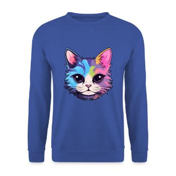 Kätzchen buntes Aquarell Cartoon Kawaii Tier - Unisex Pullover - Royalblau - Vorne - Alina (178cm) & Michal (187cm)