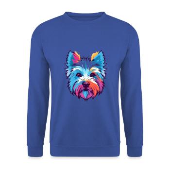 West Highland White Terrier Hunderasse Aquarell C - Unisex Pullover - Royalblau - Vorne - Alina (178cm) & Michal (187cm)
