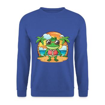 Frog Funny Cartoon Summer Beach Sunglasses - Unisex Sweatshirt - royal blue - Front - Alina (178cm) & Michal (187cm)