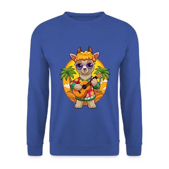 Funny Alpaca Cartoon Summer Beach Sunglasses - Unisex Sweatshirt - royal blue - Front - Alina (178cm) & Michal (187cm)