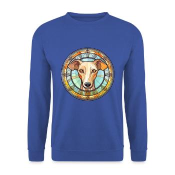 Whippet Hund Rasse Buntes Glas Buntes Wassercolo - Unisex Pullover - Royalblau - Vorne - Alina (178cm) & Michal (187cm)