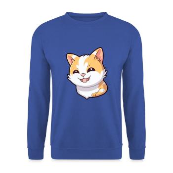 Japanisch Bobtail Katze Karikatur Aquarell Clipart - Unisex Pullover - Royalblau - Vorne - Alina (178cm) & Michal (187cm)