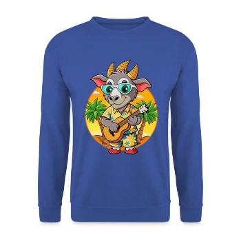 Lustige Ziege Sommer Strand Sonnenbrille Hawaiianisch - Unisex Pullover - Royalblau - Vorne - Alina (178cm) & Michal (187cm)