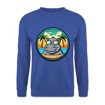 Nilpferd Lustige Cartoon Sommer Strand Sonnenbrille Cool - Unisex Pullover - Royalblau - Vorne - Alina (178cm) & Michal (187cm)