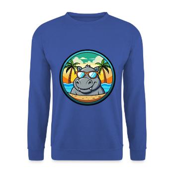 Nilpferd Lustige Cartoon Sommer Strand Sonnenbrille Cool - Unisex Pullover - Royalblau - Vorne - Alina (178cm) & Michal (187cm)