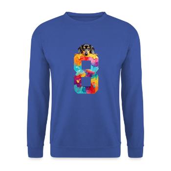 DOG 8 YEAR OLD DACHSHUND 8TH BIRTHDAY - Unisex Sweatshirt - royal blue - Front - Alina (178cm) & Michal (187cm)