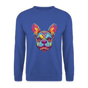 Bunter Hund Buntes Aquarell Tier Cartoon - Unisex Pullover - Royalblau - Vorne - Alina (178cm) & Michal (187cm)