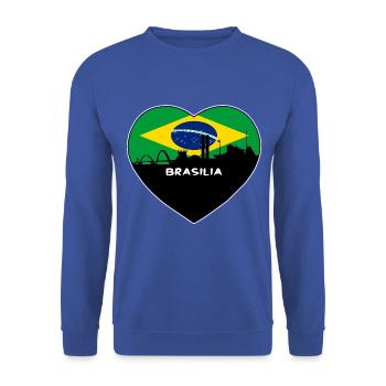 Brasilia Brasilien Flagge Skyline Reise Souvenir - Unisex Pullover - Royalblau - Vorne - Alina (178cm) & Michal (187cm)