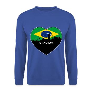 Brasilia Brasilien Flagge Skyline Reise Souvenir - Unisex Pullover - Royalblau - Vorne - Alina (178cm) & Michal (187cm)