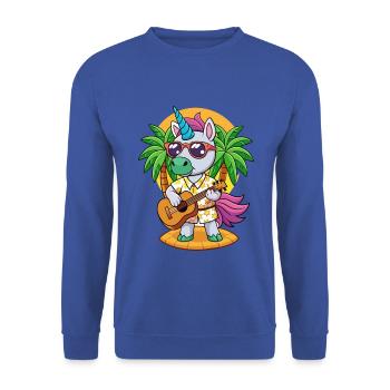 Lustige Einhorn Cartoon Sommer Strand Sonnenbrille - Unisex Pullover - Royalblau - Vorne - Alina (178cm) & Michal (187cm)