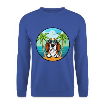 Basset Bleu De Gascogne Hunderasse Cartoon Beach - Unisex Pullover - Royalblau - Vorne - Alina (178cm) & Michal (187cm)