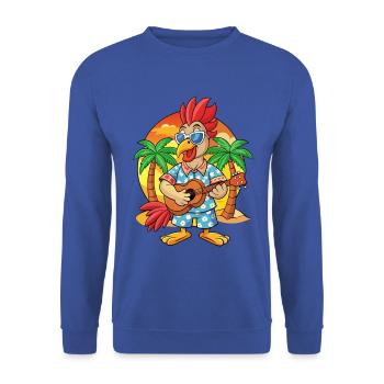 Lustige Hahn Sommer Strand Sonnenbrille Hawaiianisch - Unisex Pullover - Royalblau - Vorne - Alina (178cm) & Michal (187cm)