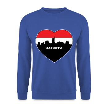 Jakarta Indonesien Flagge Skyline Reise Souvenir - Unisex Pullover - Royalblau - Vorne - Alina (178cm) & Michal (187cm)