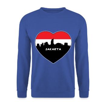 Jakarta Indonesien Flagge Skyline Reise Souvenir - Unisex Pullover - Royalblau - Vorne - Alina (178cm) & Michal (187cm)
