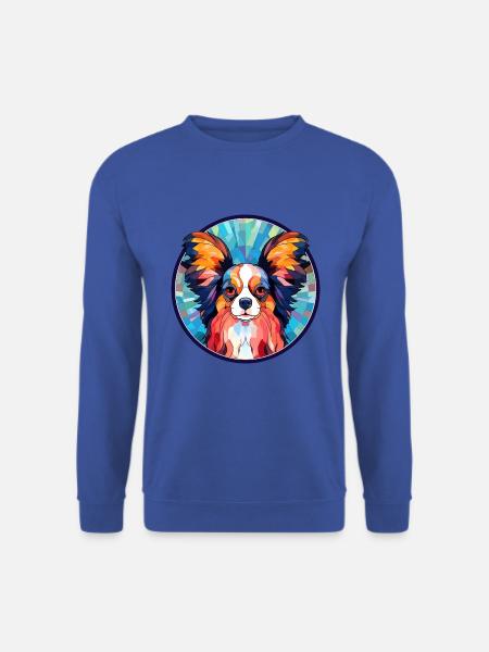 Papillon Hund Buntes Glas Bunte Karikatur Kawaii - Unisex Pullover - Royalblau