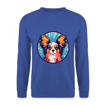 Papillon Hund Buntes Glas Bunte Karikatur Kawaii - Unisex Pullover - Royalblau - Vorne - Alina (178cm) & Michal (187cm)