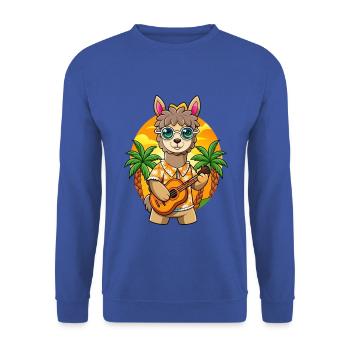 Funny Alpaca Cartoon Summer Beach Sunglasses - Unisex Sweatshirt - royal blue - Front - Alina (178cm) & Michal (187cm)