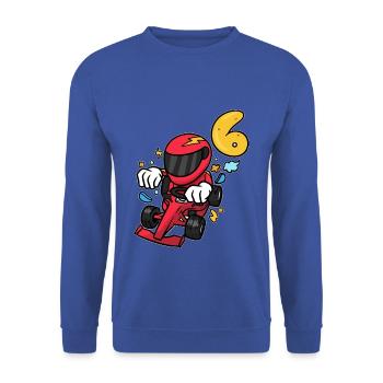 Flinker Kartpilot Geburtstagsparty - Unisex Pullover - Royalblau - Vorne - Alina (178cm) & Michal (187cm)