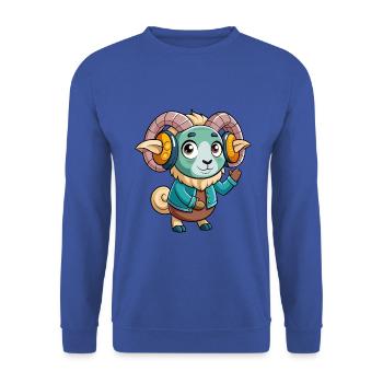 Ram Lustige Zeichentrickfigur Kopfhörer Musik - Unisex Pullover - Royalblau - Vorne - Alina (178cm) & Michal (187cm)