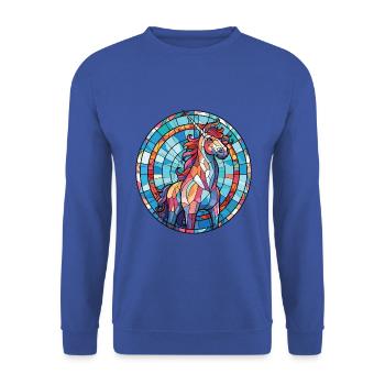 Einhorn-Bunte Aquarell-Tierillustration - Unisex Pullover - Royalblau - Vorne - Alina (178cm) & Michal (187cm)
