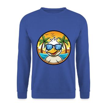 Ente Lustige Cartoon Sommer Strand Sonnenbrille Aufkleber - Unisex Pullover - Royalblau - Vorne - Alina (178cm) & Michal (187cm)