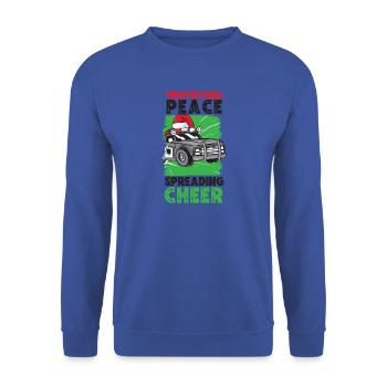 Schutz des Friedens Freude verbreiten Polizei Weih - Unisex Pullover - Royalblau - Vorne - Alina (178cm) & Michal (187cm)