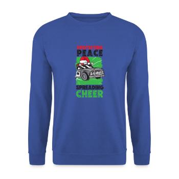Schutz des Friedens Freude verbreiten Polizei Weih - Unisex Pullover - Royalblau - Vorne - Alina (178cm) & Michal (187cm)