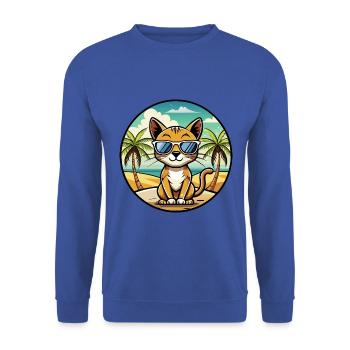 Chausie Katzenrasse Cartoon Sonnenbrille Strand - Unisex Pullover - Royalblau - Vorne - Alina (178cm) & Michal (187cm)