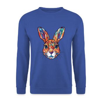 Hase Kaninchen Buntes Aquarell Tier Haustier Karikatur - Unisex Pullover - Royalblau - Vorne - Alina (178cm) & Michal (187cm)