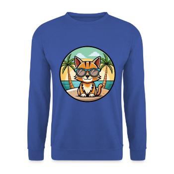 Somali Kurzhaar Katze Rasse Cartoon Sonnenbrille Strand - Unisex Pullover - Royalblau - Vorne - Alina (178cm) & Michal (187cm)