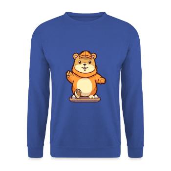 Lustiges Gopher Kawaii Cartoon Haustier spielt Skateboard - Unisex Pullover - Royalblau - Vorne - Alina (178cm) & Michal (187cm)