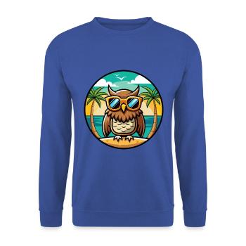 Eule Lustige Cartoon Sommer Strand Sonnenbrille Aufkleber - Unisex Pullover - Royalblau - Vorne - Alina (178cm) & Michal (187cm)