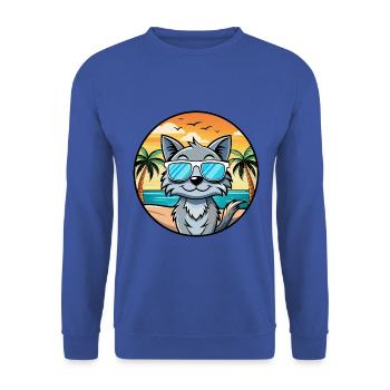 Australische Nebelkatzenrasse Cartoon Sonnenbrille Strand - Unisex Pullover - Royalblau - Vorne - Alina (178cm) & Michal (187cm)