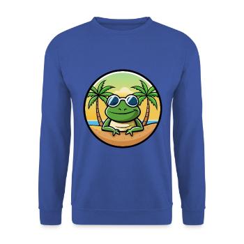 Frosch Lustige Cartoon Sommer Strand Sonnenbrille Aufkleber - Unisex Pullover - Royalblau - Vorne - Alina (178cm) & Michal (187cm)