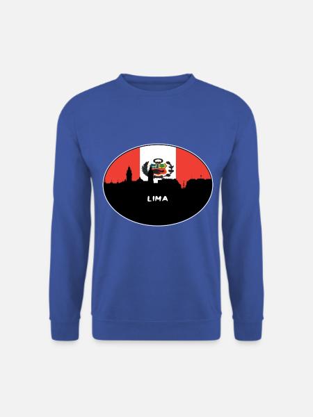 Lima-Peru-Flaggen-Skyline-Schattenbild-Reise - Unisex Pullover - Royalblau