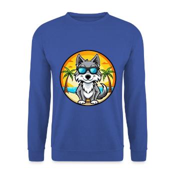 Saarloos Wolfdog Breed Cartoon Lunettes de soleil Beach - Sweat-shirt Unisexe - bleu royal - Devant - Alina (178cm) & Michal (187cm)