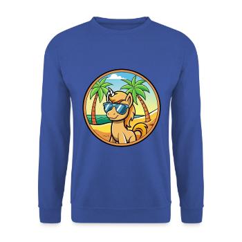 Pony Lustige Cartoon Sommer Strand Sonnenbrille Aufkleber - Unisex Pullover - Royalblau - Vorne - Alina (178cm) & Michal (187cm)