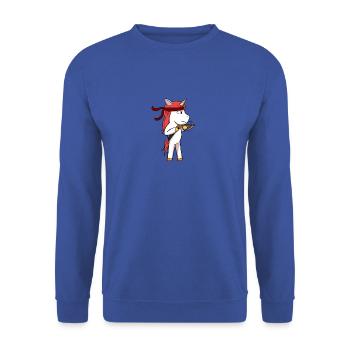 Einhorn Armbrust - Unisex Pullover - Royalblau - Vorne - Alina (178cm) & Michal (187cm)