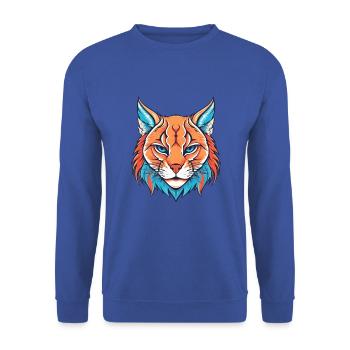 Rotluchs buntes Aquarell Karikatur Kawaii Tier - Unisex Pullover - Royalblau - Vorne - Alina (178cm) & Michal (187cm)