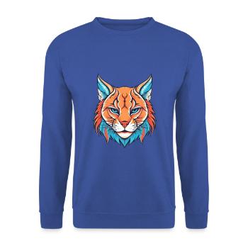 Rotluchs buntes Aquarell Karikatur Kawaii Tier - Unisex Pullover - Royalblau - Vorne - Alina (178cm) & Michal (187cm)