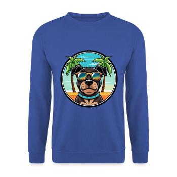 Rottweiler Dog Breed Cartoon Sunglasses Beach - Unisex Sweatshirt - royal blue - Front - Alina (178cm) & Michal (187cm)