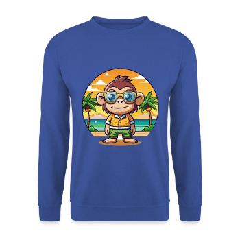Chimpanzé Lunettes de soleil de plage d’été de dessin animé drôle - Sweat-shirt Unisexe - bleu royal - Devant - Alina (178cm) & Michal (187cm)