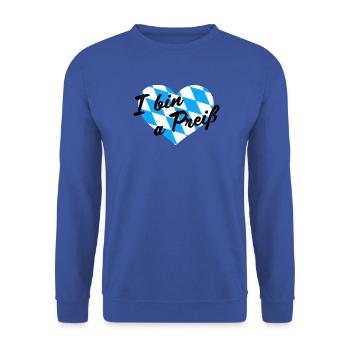 - I bin a Preiß - Unisex Pullover - Royalblau - Vorne - Alina (178cm) & Michal (187cm)