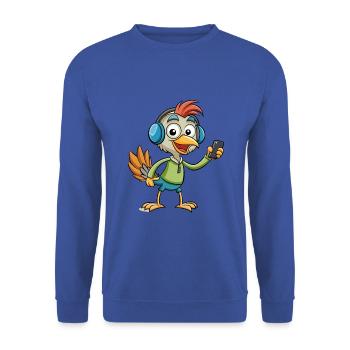 Strauß Lustige Cartoon Figur Kopfhörer Musik - Unisex Pullover - Royalblau - Vorne - Alina (178cm) & Michal (187cm)