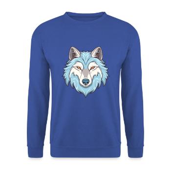 Arktischer Wolf Bunte Aquarell-Karikatur Kawaii Ani - Unisex Pullover - Royalblau - Vorne - Alina (178cm) & Michal (187cm)