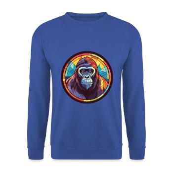 Gorilla bunte Aquarell-Tierillustration - Unisex Pullover - Royalblau - Vorne - Alina (178cm) & Michal (187cm)
